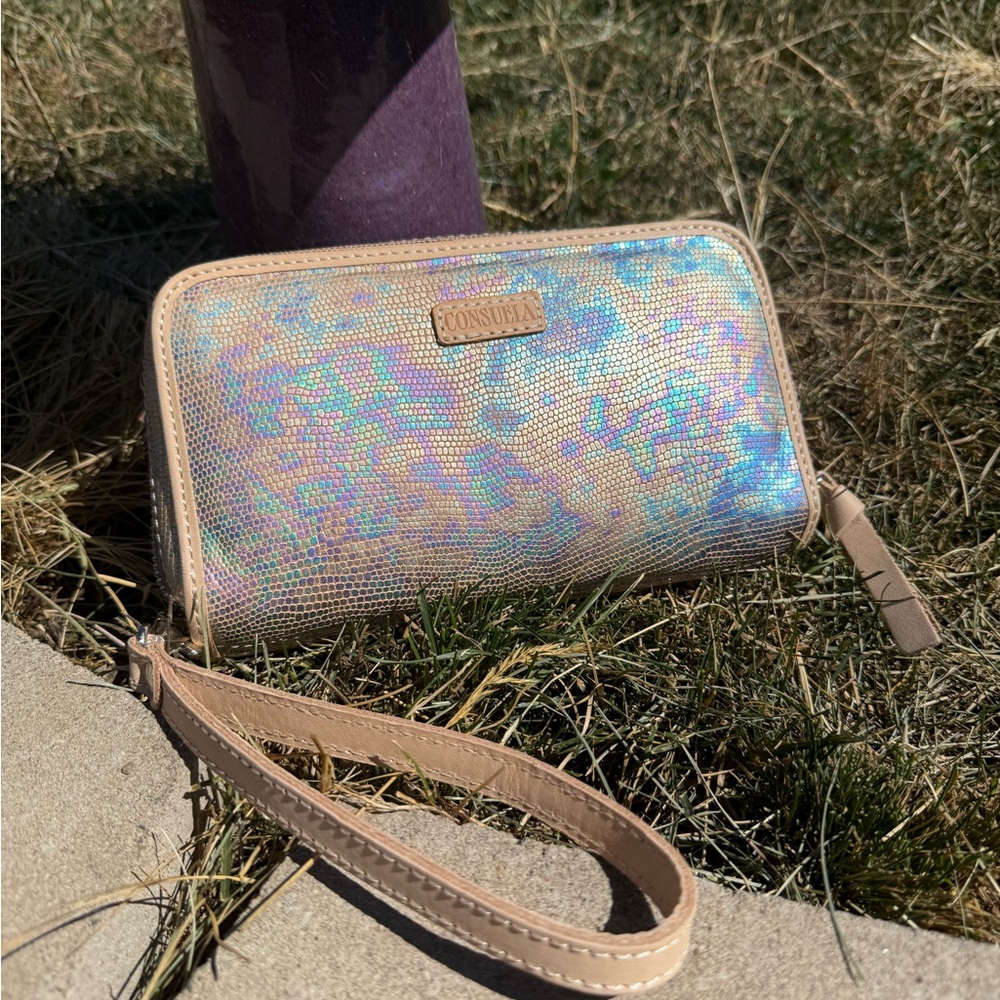 Consuela Iridescent Wristlet Clutch
